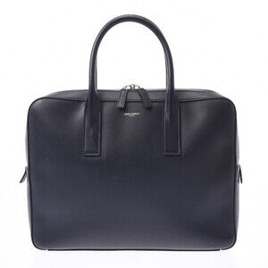 SAINT LAURENT Document Bag Navy Blue Calfskin Business